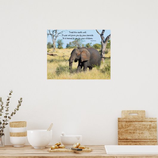 Elephant Kenya Proverb Poster (Keuken)