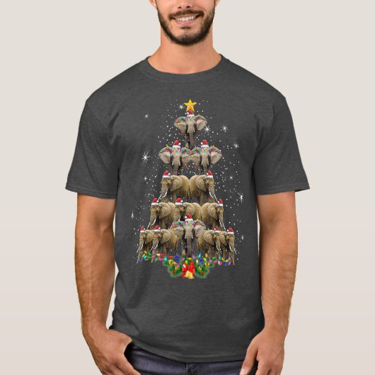Elephant kerstboom Merry Xmas Elephant T-shirt (Voorkant)