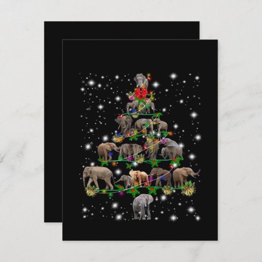 Elephant kerstboom met vlieglicht bedankkaart (Voorkant / Achterkant)