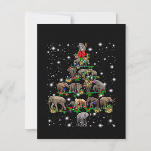 Elephant kerstboom met vlieglicht bedankkaart