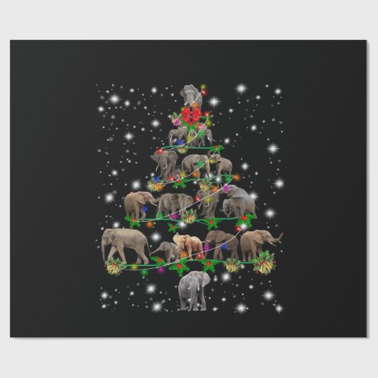 Elephant kerstboom met vlieglicht cadeaupapier (Vlak)