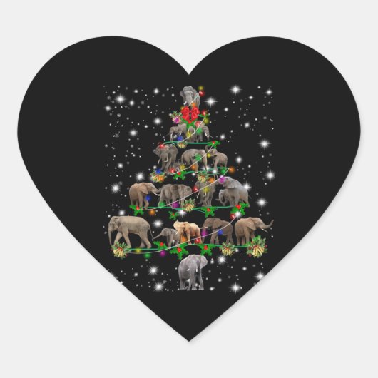 Elephant kerstboom met vlieglicht hart sticker (Voorkant)