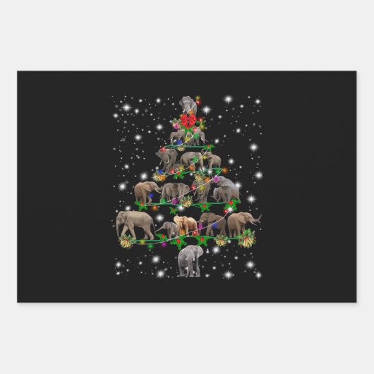 Elephant kerstboom met vlieglicht inpakpapier vel (Voorkant)