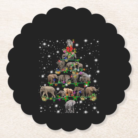 Elephant kerstboom met vlieglicht kartonnen onderzetters (Voorkant)