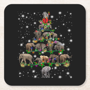 Elephant kerstboom met vlieglicht kartonnen onderzetters