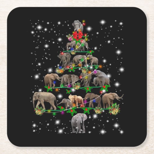 Elephant kerstboom met vlieglicht kartonnen onderzetters (Voorkant)
