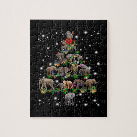 Elephant kerstboom met vlieglicht legpuzzel (Verticaal)