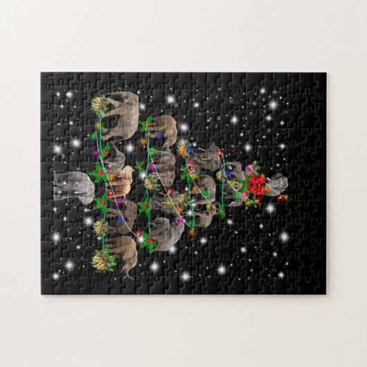 Elephant kerstboom met vlieglicht legpuzzel (Horizontaal)