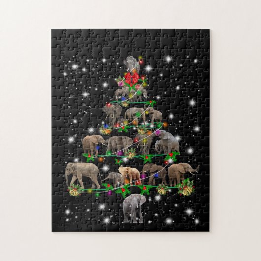 Elephant kerstboom met vlieglicht legpuzzel (Verticaal)