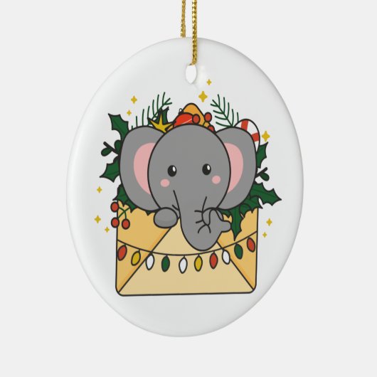 Elephant kerstbrief Winter Animals Elephants Keramisch Ornament (Rechts)