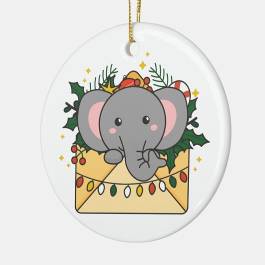 Elephant kerstbrief Winter Animals Elephants Keramisch Ornament (Links)