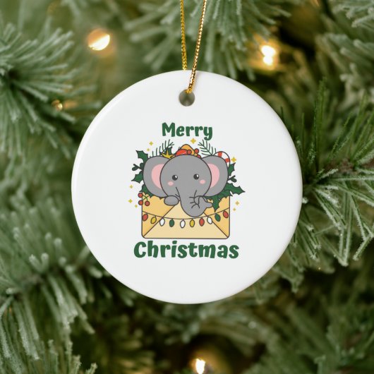 Elephant kerstbrief Winter Animals Elephants Keramisch Ornament (Boom)