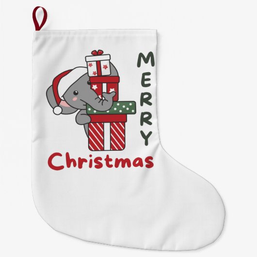 Elephant kerstcadeau Winter Animals Elephant Grote Kerstsok (Voorkant)