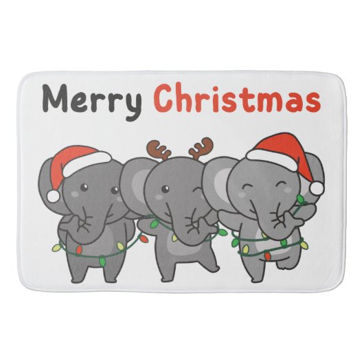 Elephant kerstdieren Elephants Merry Badmat (Voorkant)