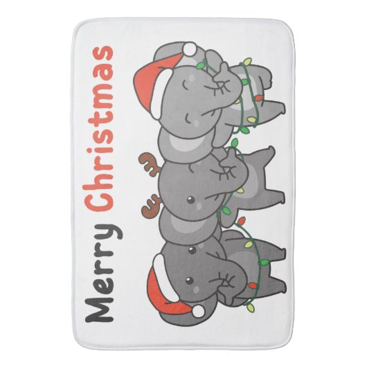 Elephant kerstdieren Elephants Merry Badmat (Voorkant Verticaal)
