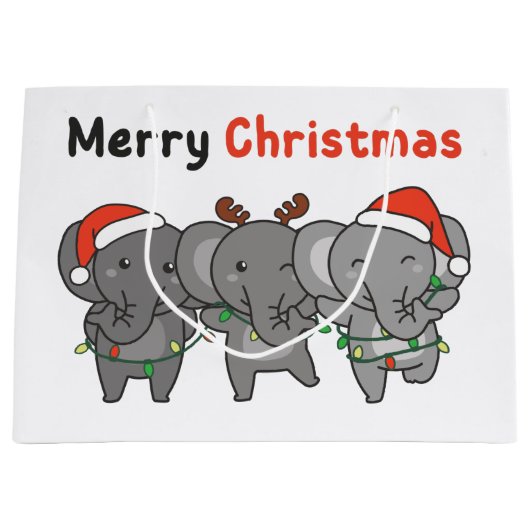 Elephant kerstdieren Elephants Merry Large G Groot Cadeauzakje (Voorkant)