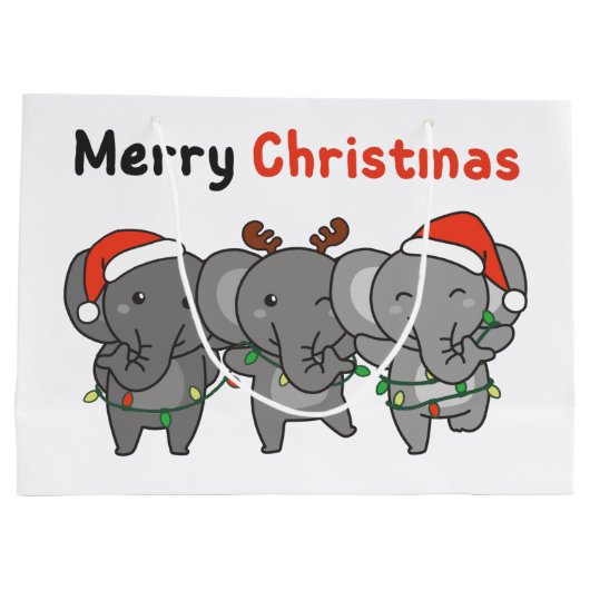 Elephant kerstdieren Elephants Merry Large G Groot Cadeauzakje (Achterkant)