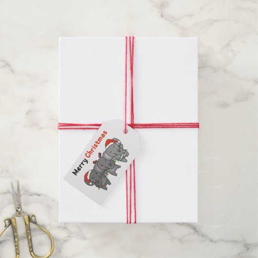 Elephant kerstdieren esephants Merry Gift Ta Cadeaulabel (Met Touw)