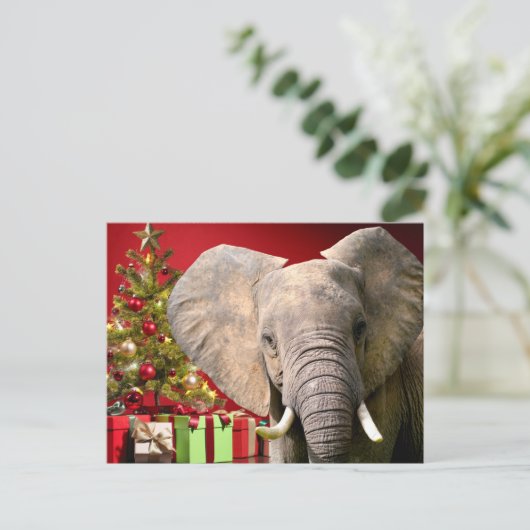 Elephant kerstgroet briefkaart (Staand voorkant)