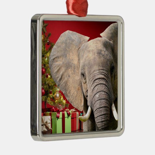 Elephant kerstgroet metalen ornament (Rechts)