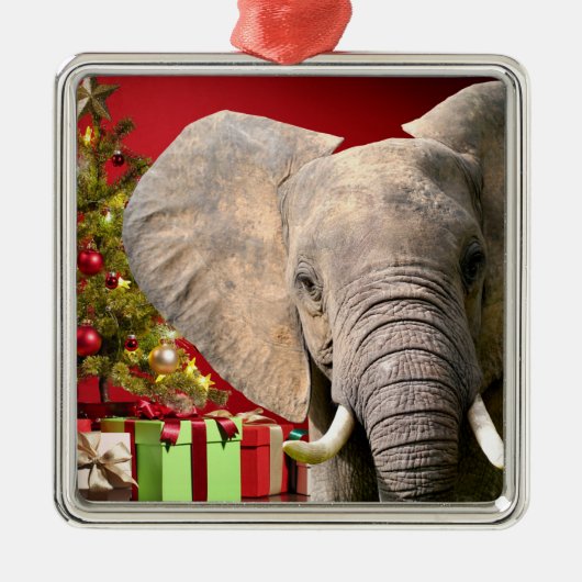 Elephant kerstgroet metalen ornament (Voorkant)