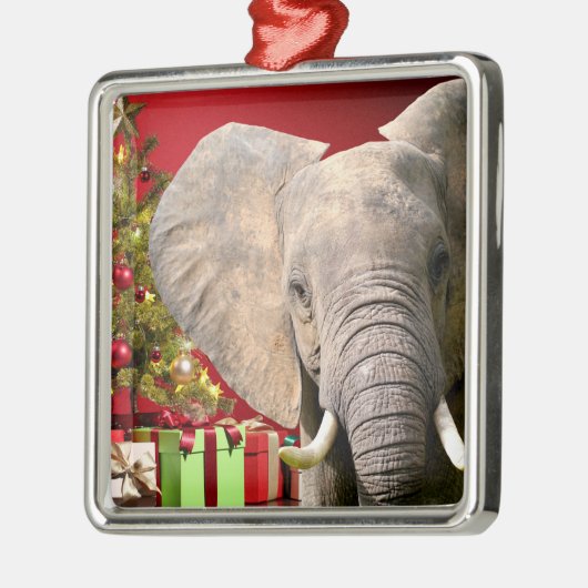 Elephant kerstgroet metalen ornament (Links)