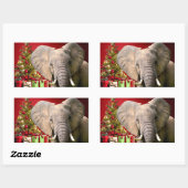 Elephant kerstgroet rechthoekige sticker (Vel)