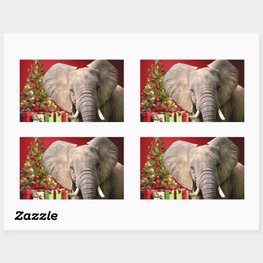 Elephant kerstgroet rechthoekige sticker (Vel)