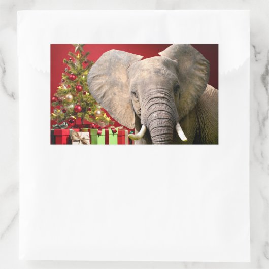 Elephant kerstgroet rechthoekige sticker (Tas)