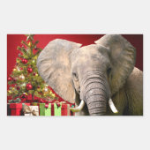 Elephant kerstgroet rechthoekige sticker (Voorkant)