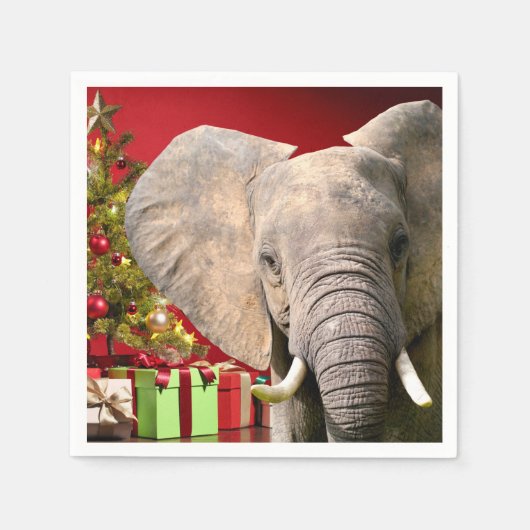 Elephant kerstgroet servet (Voorkant)