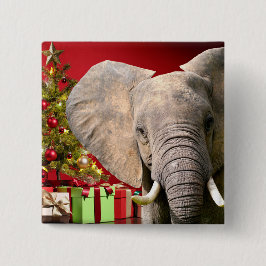 Elephant kerstgroet vierkante button 5,1 cm
