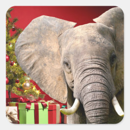 Elephant kerstgroet vierkante sticker