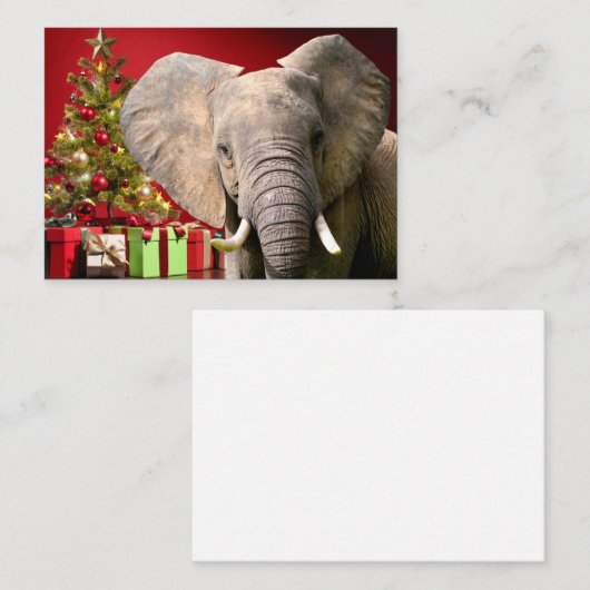 Elephant kerstgroet visitekaartje (Voorkant / Achterkant)