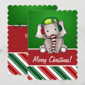 Elephant-kerstkaart Kaart (Voorkant / Achterkant)