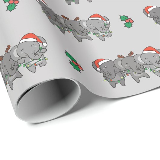 Elephant Kerstmis Animals Cute Cadeaupapier (Rol Hoek)