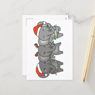 Elephant Kerstmis Animals Cute Holiday  Feestdagenkaart