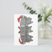 Elephant Kerstmis Animals Cute Holiday Feestdagenkaart (Staand voorkant)