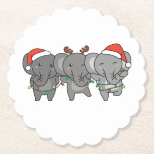 Elephant Kerstmis Animals Cute Paper Co Kartonnen Onderzetters
