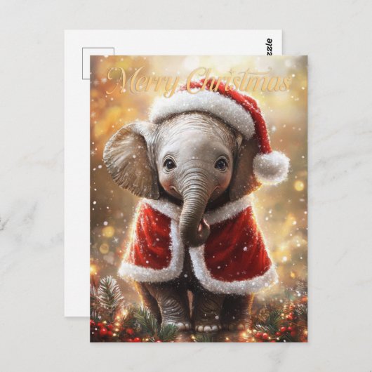 Elephant Kerstmis Briefkaart (Voorkant / Achterkant)