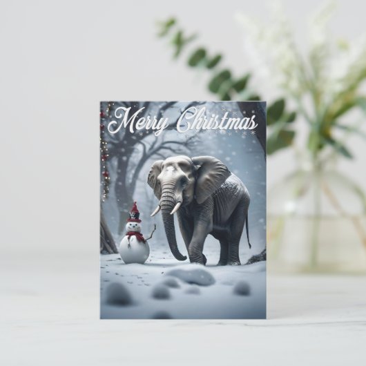 Elephant Kerstmis Briefkaart (Staand voorkant)