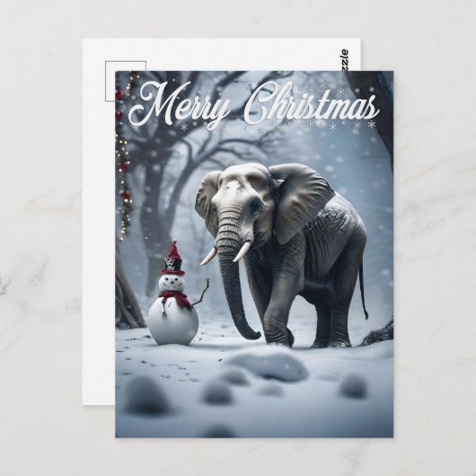 Elephant Kerstmis Briefkaart (Voorkant / Achterkant)