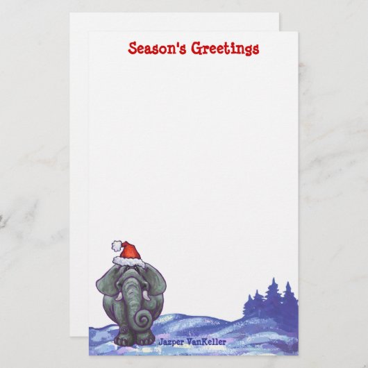 Elephant Kerstmis Briefpapier (Voorkant / Achterkant)