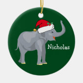 Elephant Kerstmis Cute Custom Kinder Green Holiday Keramisch Ornament (Voorkant)