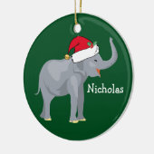 Elephant Kerstmis Cute Custom Kinder Green Holiday Keramisch Ornament (Links)