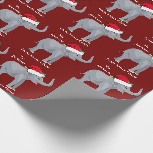 Elephant Kerstmis Cute Custom Red Kinder Holiday Cadeaupapier (Hoek)