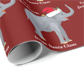 Elephant Kerstmis Cute Custom Red Kinder Holiday Cadeaupapier (Rol Hoek)