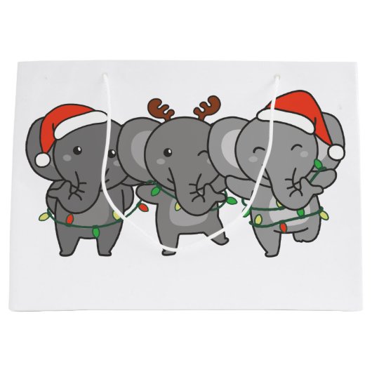 Elephant Kerstmis Dieren kotsen Grote Gi's Groot Cadeauzakje (Voorkant)