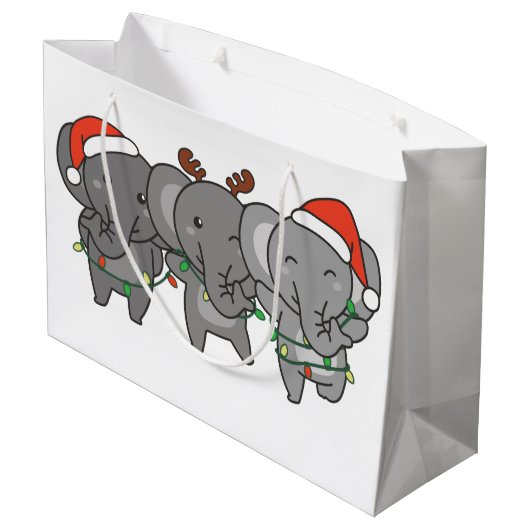 Elephant Kerstmis Dieren kotsen Grote Gi's Groot Cadeauzakje (Achterkant Gekanteld)
