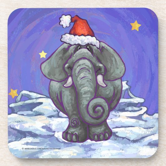 Elephant Kerstmis Drankjes Onderzetter (Voorkant)